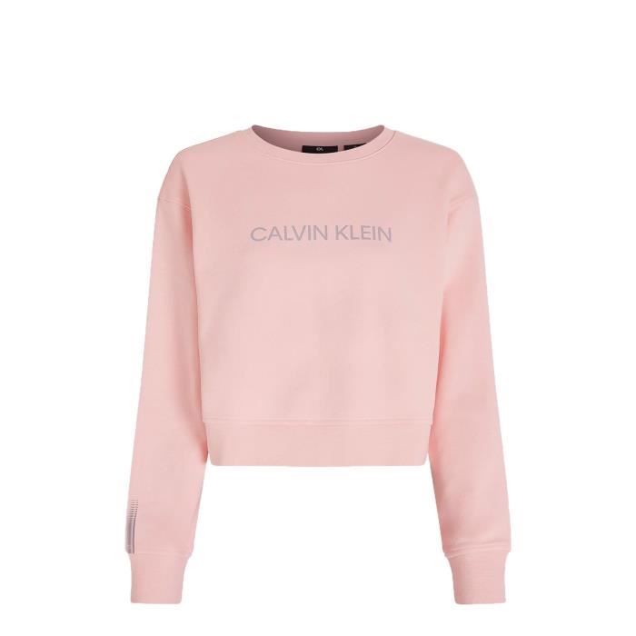 Sweat court logo r fl chissant Calvin klein Femme Rose
