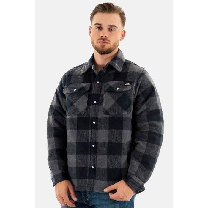 Chemise Dickies Homme à Carreaux Noir Et Gris - Taille 2XL - Manches Longues - Occasion Très Bon État