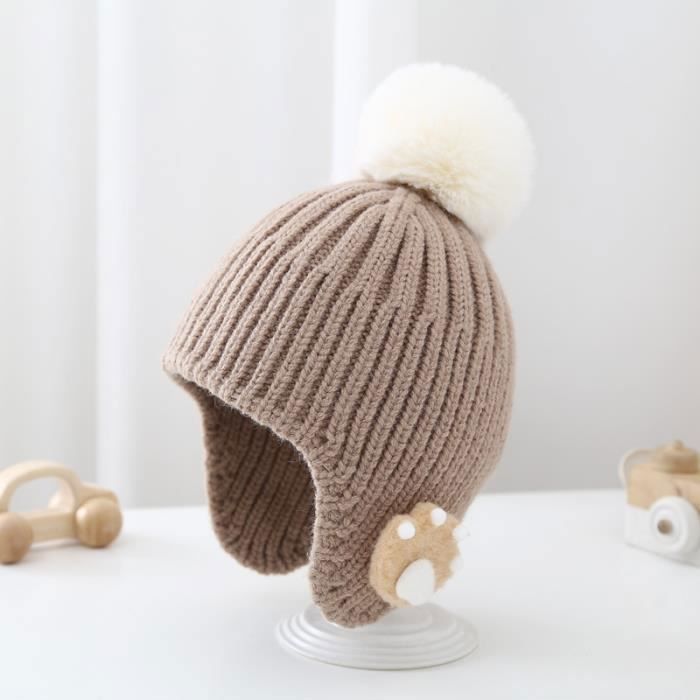 Bonnet de bébé pour enfants boule de fourrure épaissie protection