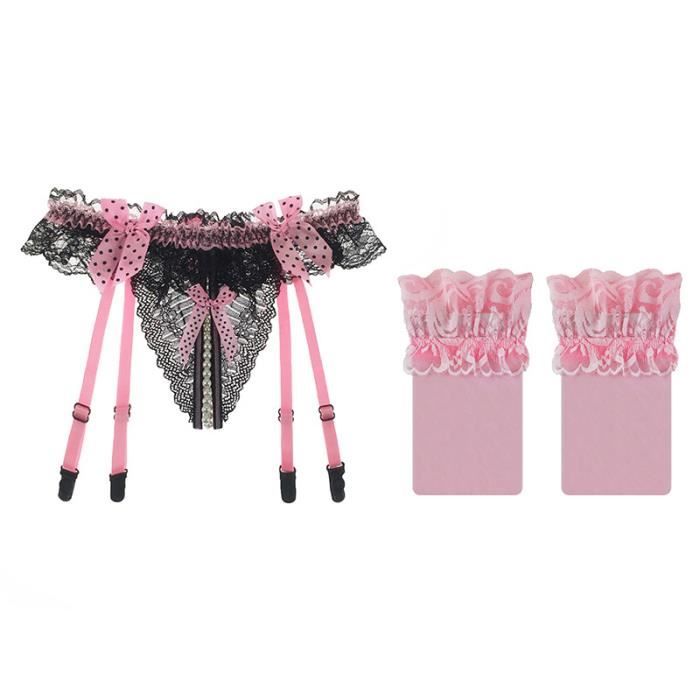 Portejarretelle,F & SCulotte sans entrejambe en dentelle pour femme,jarretière,bas hauts,porte