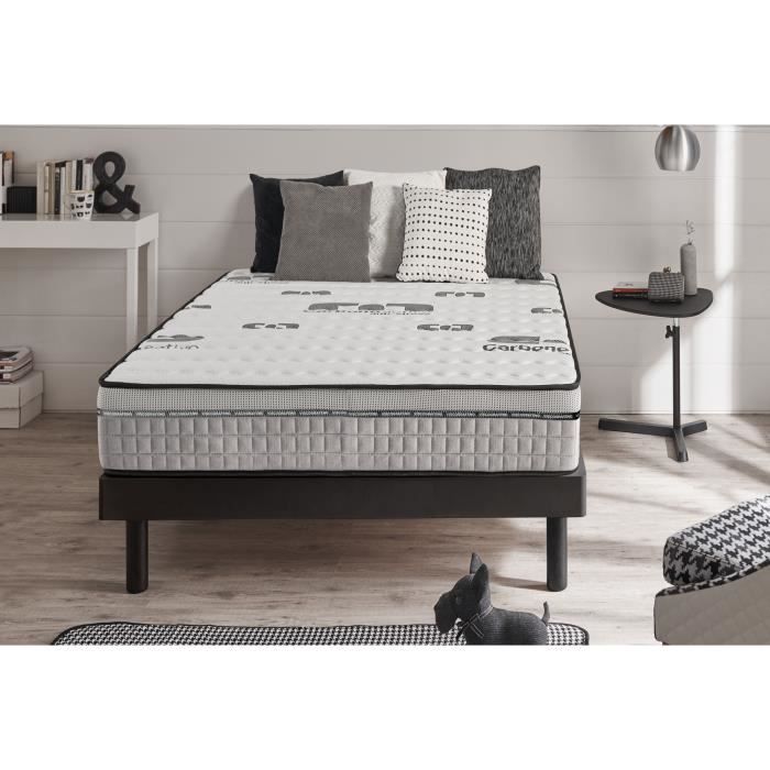 Matelas TOP-CARBONE 160x200 cm mousse à mémoire de forme Bio Memory®+ système HQ Aero Latex®+ effet régénérateur + technologie Actif