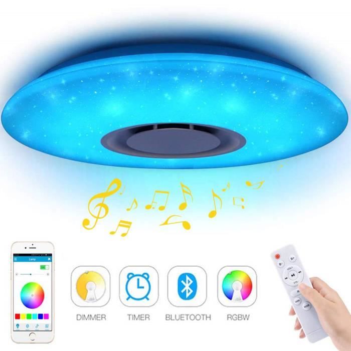 Plafonniers LED Musique 60W YANFENG Bluetooth Music Lights Télécommande Plafonnier Dimmable LED Round Star Point RGBW Changement de