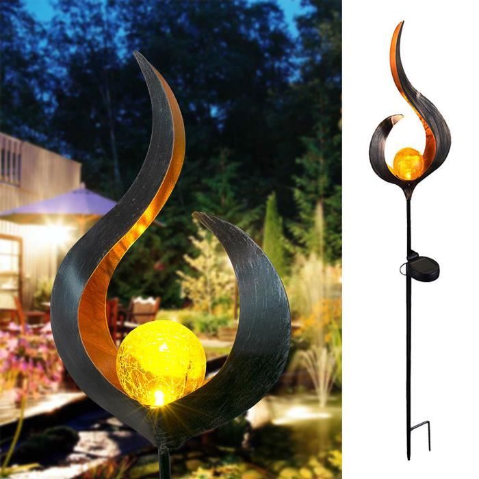 lampe solaire de jardin en forme de coeur flame solid - onever - noir - led - 6-8 heures
