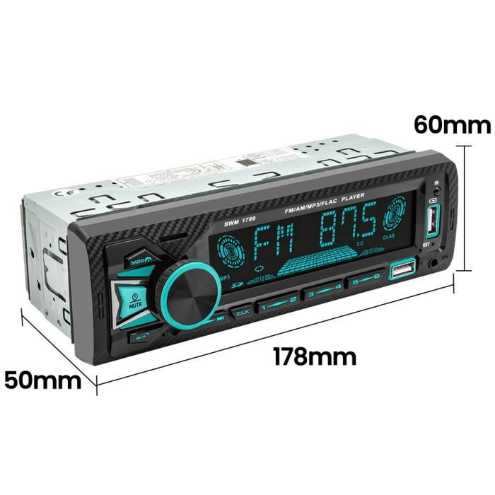 Lecteur MP3 Voiture Bluetooth Rétroéclairage 7 couleurs FM-AM