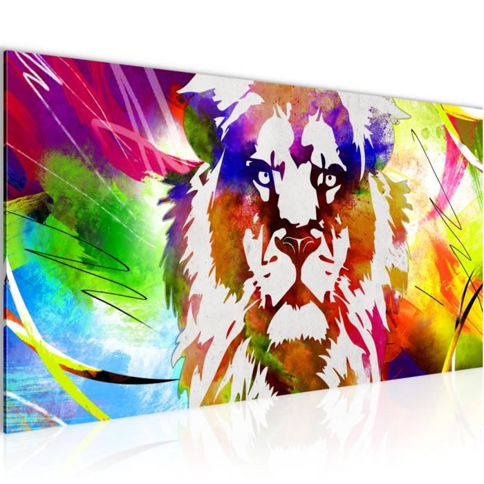 Tableau Toile Photo Lion Colore Decoration Murale 100 X 40 Cm Toison Xxl Salon Appartement Multicolore Pret A Accrocher 007312a Achat Vente Tableau Toile Cdiscount
