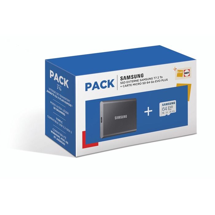 Pack SSD Externe Samsung T7 + Carte microSD Evo Plus - vue 4
