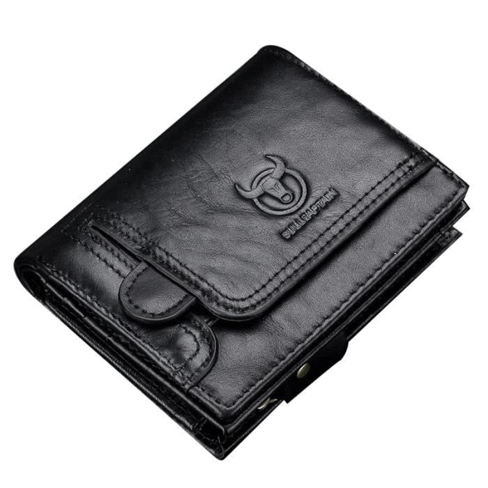 Portefeuilles pour hommes RFID Secure Trifold Bifold - Portefeuille en cuir noir pour homme, bleu nuit, Portefeuille RFID