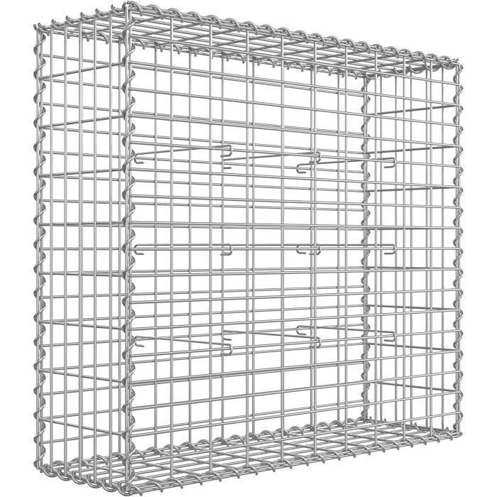 Gabion pierre 100 × 90 × 30 cm Colonne Banc de jardin mur en pierre galvanisé GGB193 SONGMICS