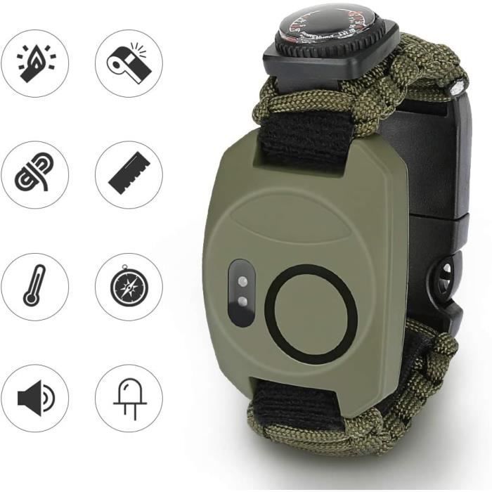 bracelet paracorde survie pour homme femme, militaire paracord bracelet kit avec flint + boussole + thermomètre +[s259]