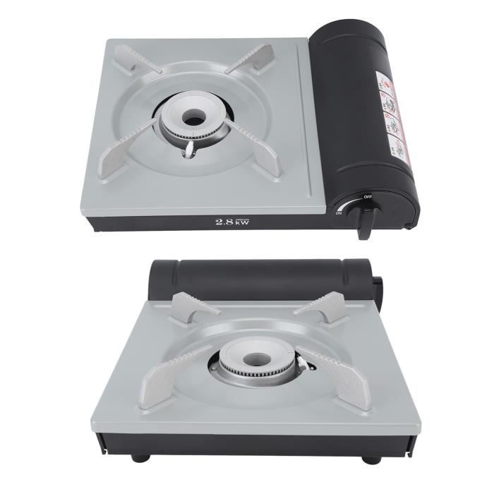 Réchaud De Camping à Gaz Portable - 71655 BTU - Allumage Piézo - Coupe-vent Intégré - Aluminium - Compatible Multibouteilles