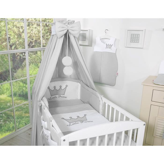 Parure de lit bébé 3 pièces avec tour de lit 4 côtés pour berceau 90 x 40 cm 