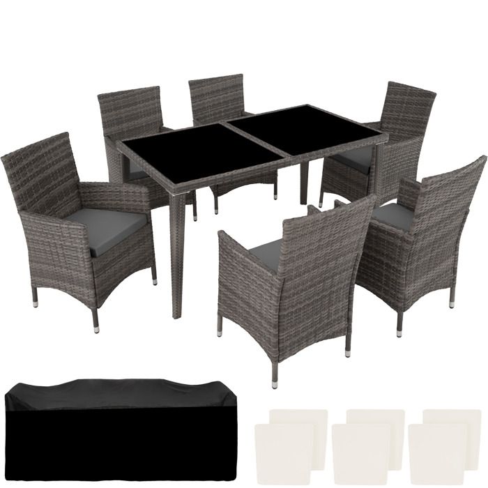 TecTake Table de jardin terrasse extérieure mobilier design meuble en aluminium 