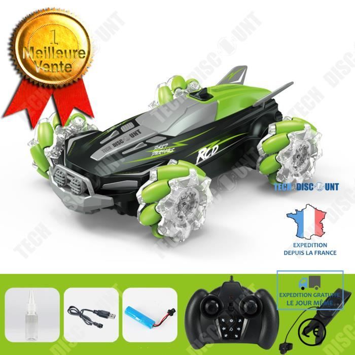 Voiture Télécommandée Kiztoys – 90 Min De Jeu, 2,4 GHz, Double Face, Rotation 360°, 4 Roues Motrices, Phares, Cadeau Garçon 6-12 Ans