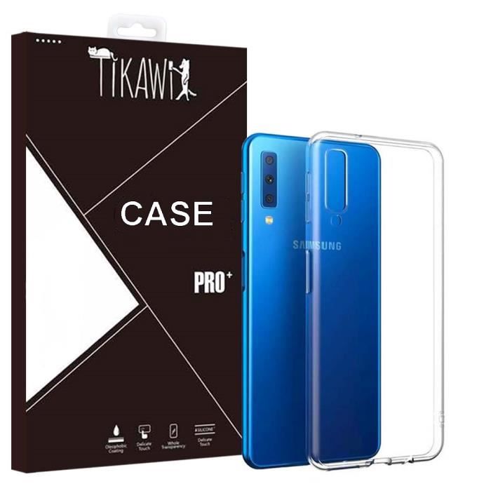 ChoosEU Coque Samsung Galaxy A7 2018 Cuir avec Silicone Souple Etui Portefeuille Antichoc Étui à Rabat et Folio Motif Ultra Fine Fonction Support Housse de Protection Papillon Noir 