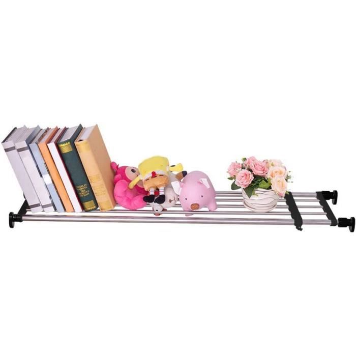 Étagère Extensible Hershii 40-60cm - Support Réglable Pour Placard Ou Salle De Bain - Charge 10kg - Noir