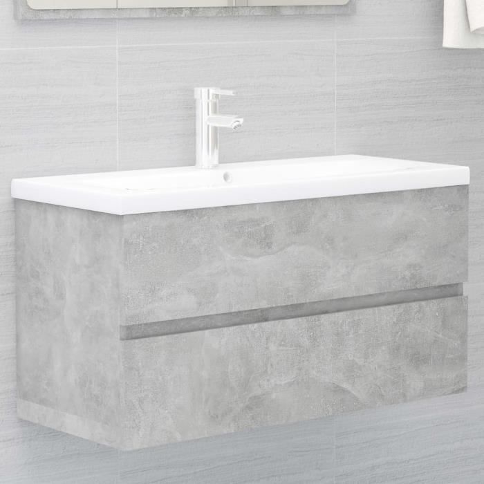 vidaXL Armoire dévier Gris béton 90x385x45 cm Aggloméré
