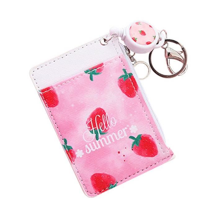 Porte-cartes Mini Portefeuille Strawberry Shortcake (Fraise) Pour Femme - Fermeture Par Pression, Simili Cuir Rouge