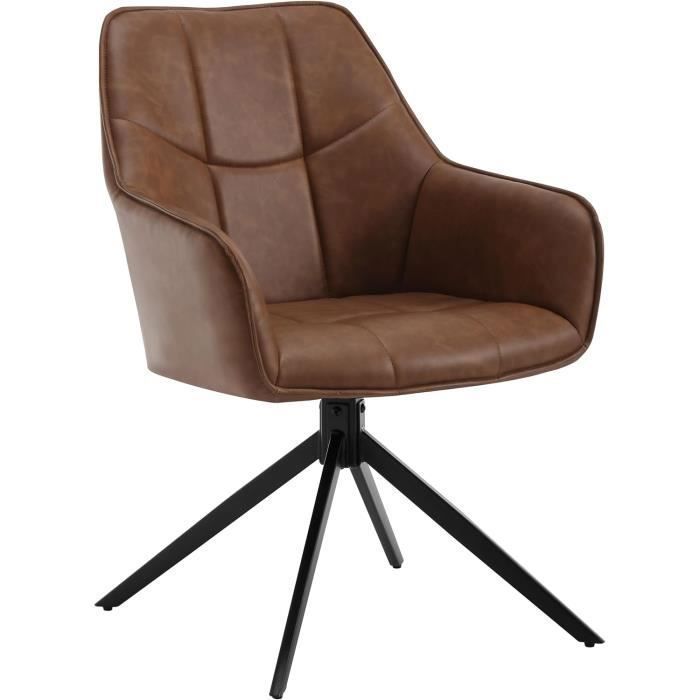WOLTU Chaise de Salle à Manger Pivotantes Fauteuils Rembourrés en Similicuir Vintage Pieds en Métal Marron Clair W0ATT0180-1