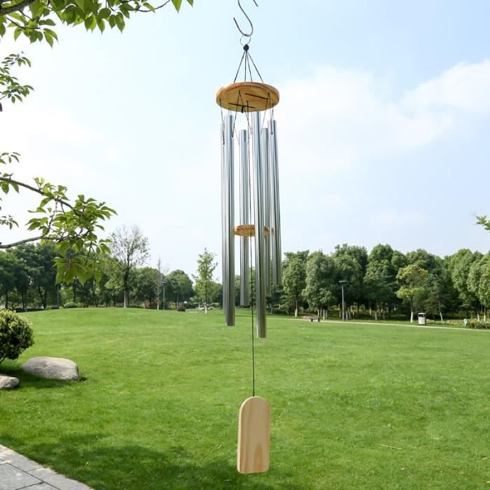 Carillon Éolien Avec 6 Tubes Métalliques, Carillon À Vent En Fourrure Pour Jardin, Intérieur Et