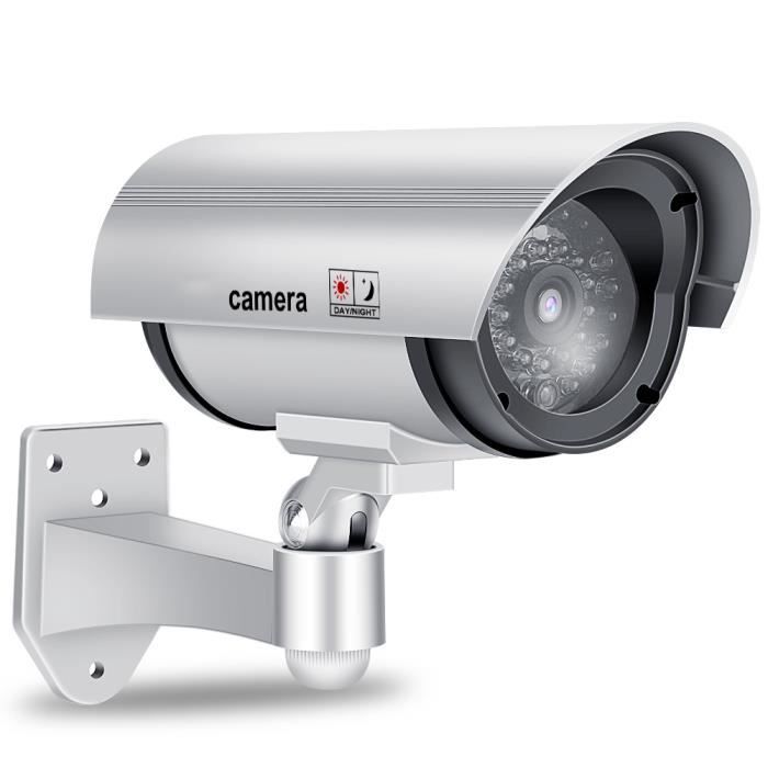 2 Caméras Factices Extérieures Avec LED Clignotante - Sécurité Dissuasive Pour Maison, Jardin, Bureau