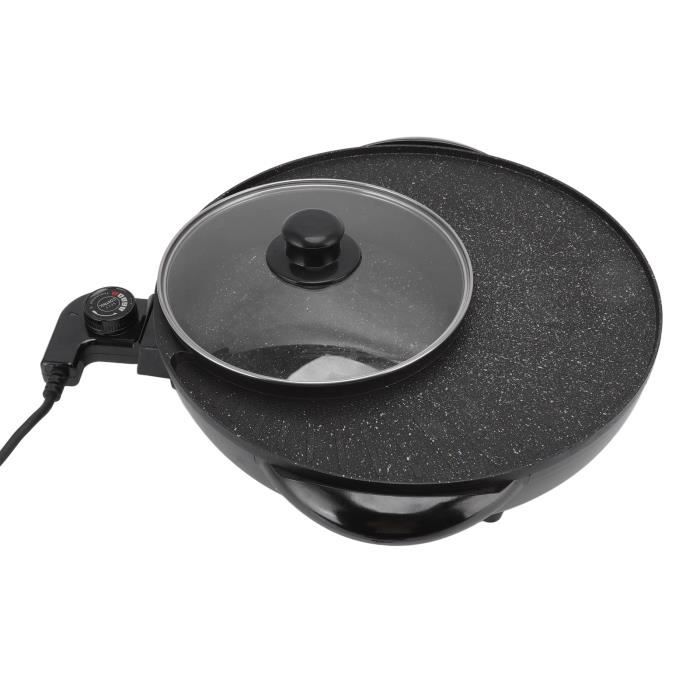 Marmite électrique 5,3 L Avec 3 Compartiments - 1600W, Antiadhésive, Chauffage Rapide | Pour Fondue, Ramen, Soupe, Friture - 5