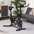 Vélo d'appartement - HOMCOM - Cardio vélo biking - Écran multifonction - Selle et guidon réglable - Noir-1