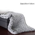 SALALIS Couverture tricotée épaisse et confortable Cosy Chunky Knitted Blanket Handmade Fil Pet Bed Chair Sofa vente textiles Gris-1