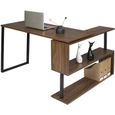 WOLTU Table de bureau en métal et MDF,Bureau d’ordinateur avec étagères,Table de travail, 120x100x74 cm Hêtre Foncé-1