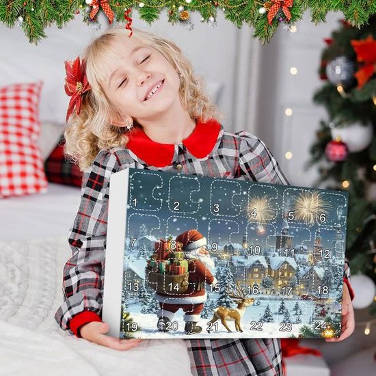 Calendrier De L'Avent Gnome Lumineux 2024 - 24 Pochettes Avec 21 Peluches + 3 Gnomes Lumineux, Pour Noël - 7
