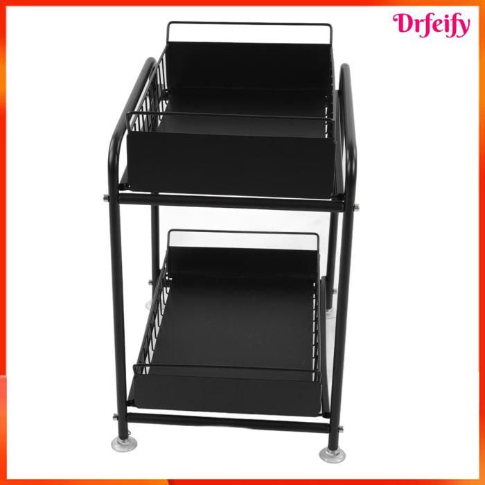 Rangement sous Évier 2 Étages Noir 42.5cm - Tiroir Coulissant, Hauteur