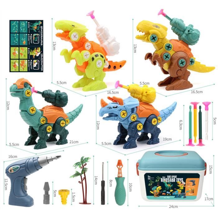 Jouet Dinosaure Cossy à Construire – 6 Pièces Avec Perceuse électrique – DIY – Roule Et Brille – Cadeau Enfant