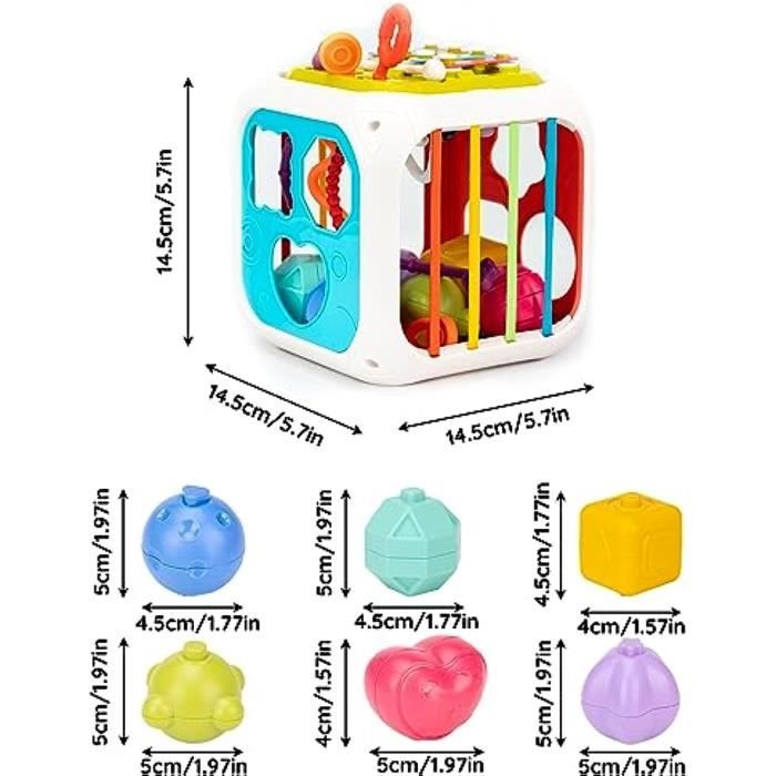 AMFUN Cube D'Activités Sensoriel Montessori 8 En 1 – Jouet Éducatif Voyage Bébé 6-18 Mois