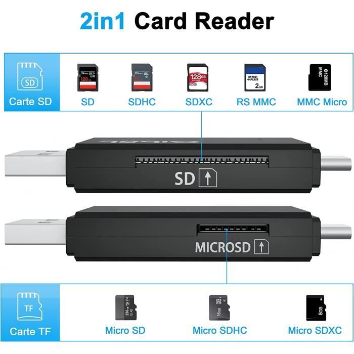 Lecteur SD USB Type C, adaptateur de lecteur Micro SD USB 3.0 utilisé pour  SD-3C SD Micro SD TF SDXC SDHC MMC 