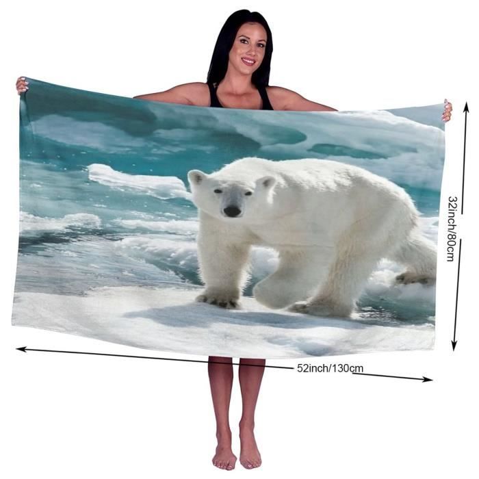 Serviette De Plage Surdimensionnée En Microfibre,Ours Polaire Marchant Sur L',Serviette De Bain Absorbante Légère Et Douce - Maison