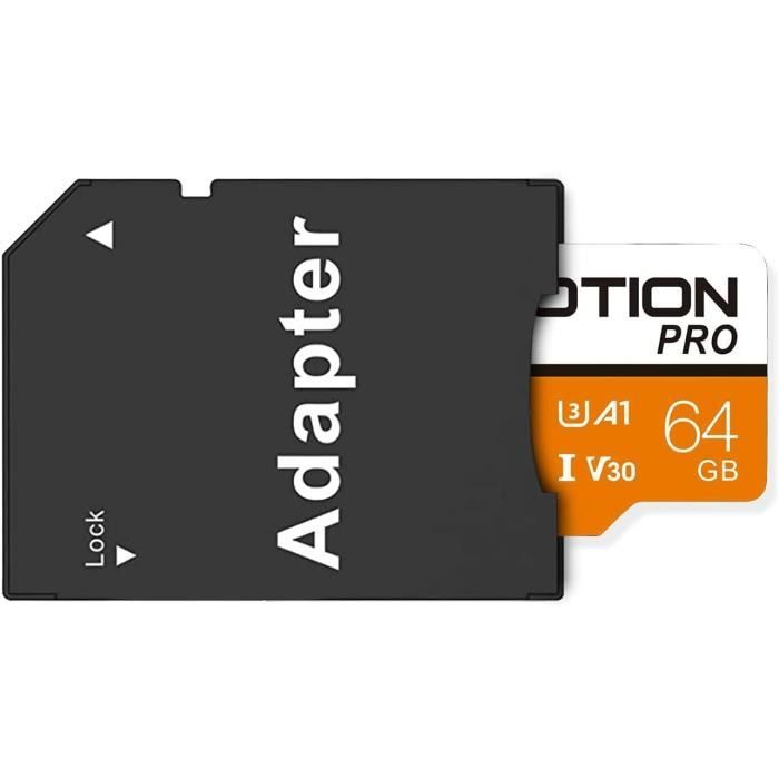 KOOTION Carte SD 64 Go Micro SD Carte Mémoire UHS-I Vitesse jusqu'à 80  m/s,TF Micro SDXC, T-Flash A1 V30, U3 pour Drone/Dash