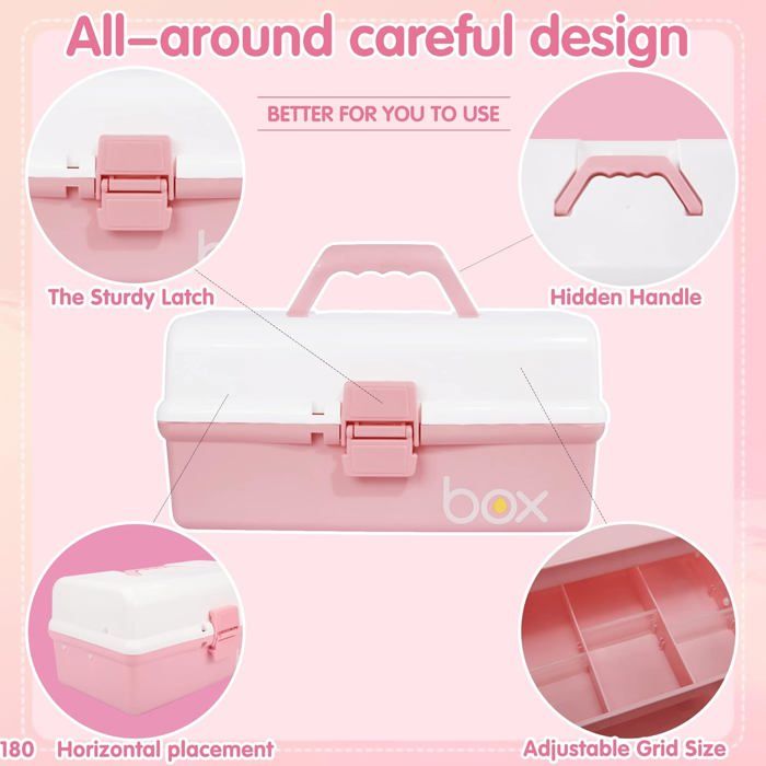 Boîte De Rangement Multifonction 3 Couches Pliable - Organisateur Outils Artisanat Avec Plateaux