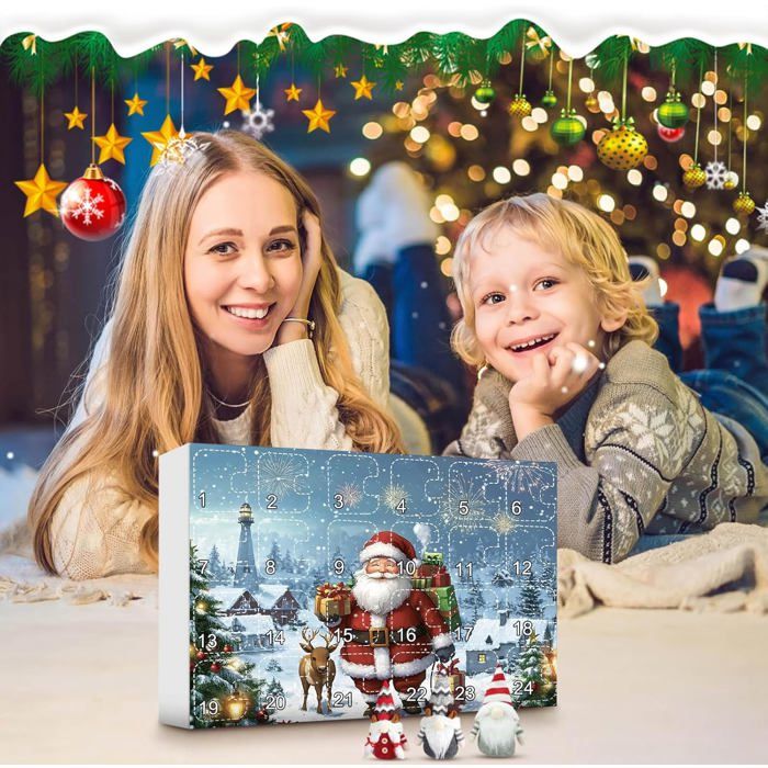 Calendrier De L'Avent Gnome 2024 Avec 24 Poupées Lutins à Collectionner - Compte à Rebours Noël Festif