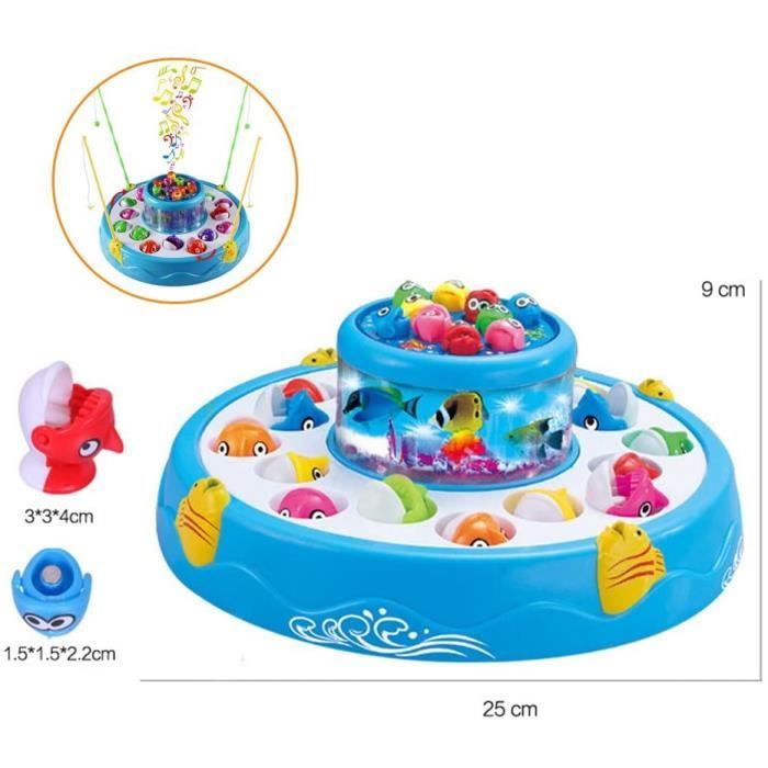 Jeu De Pêche Magnétique Pour Enfants 3-6 Ans - 10 Poissons, 3 Dauphins, 2 Cannes Avec Musique