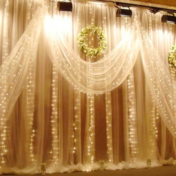 EFUTURE guirlande LED 3m * 3m décoration de chambre blanche froid -  Cdiscount Maison
