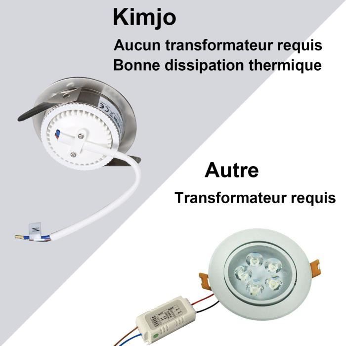 Lot De 2 Spots LED Encastrables KEELED Avec Veilleuse - 6W, 3 Couleurs (3000K/4000K/6000K) - Découpe 70-85mm