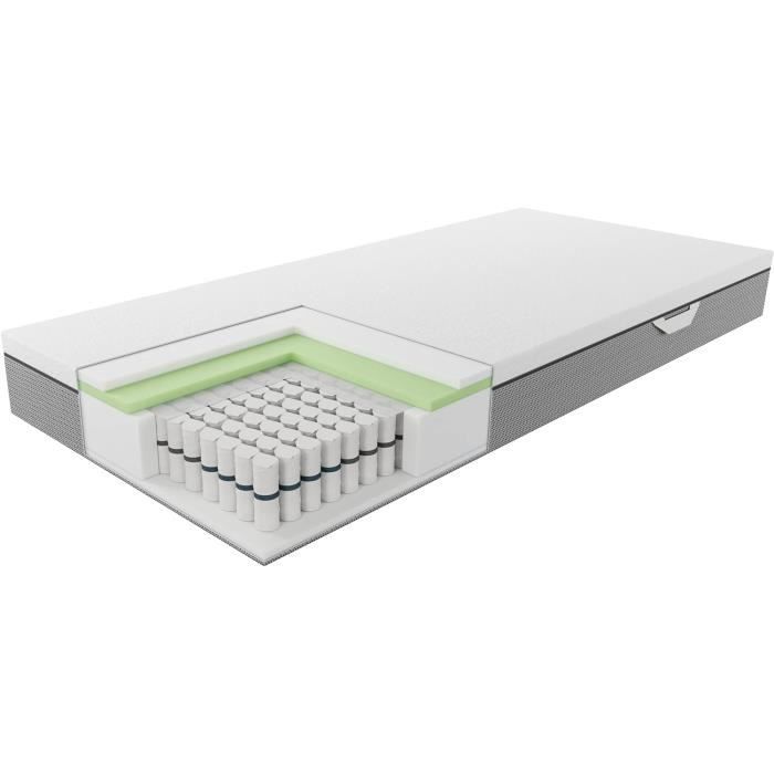 Matelas DORMISSIMO Ressorts Ensachés 90x190 - Viscoélastique, 7 Zones, Hauteur 31 Cm