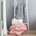 SALALIS Couverture tricotée épaisse et confortable Cosy Chunky Knitted Blanket Handmade Fil Pet Bed Chair Sofa vente textiles Gris-3