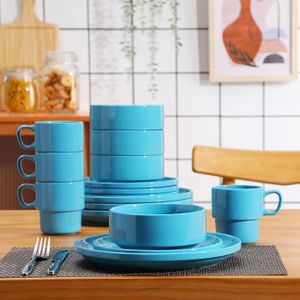 Vaisselle en porcelaine 18 pièces multicolore | Fleurs - Qechic