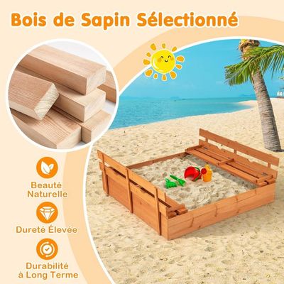 GOPLUS Bac à Sable Enfant en Bois de Sapin, Bac à Sable Exterieur en Forme de Bateau avec Auvent Incliné, Doublure, Sièges, Grand Espace de Rangement, Cabane de Jeux pour 3 à GOPLUS Bac à Sable Enfant en Bois de Sapin, Bac à Sable Exterieur en Forme de Bateau avec Auvent Incliné, Doublure, Sièges, Grand Espace de Rangement, Cabane de Jeux pour 3 à