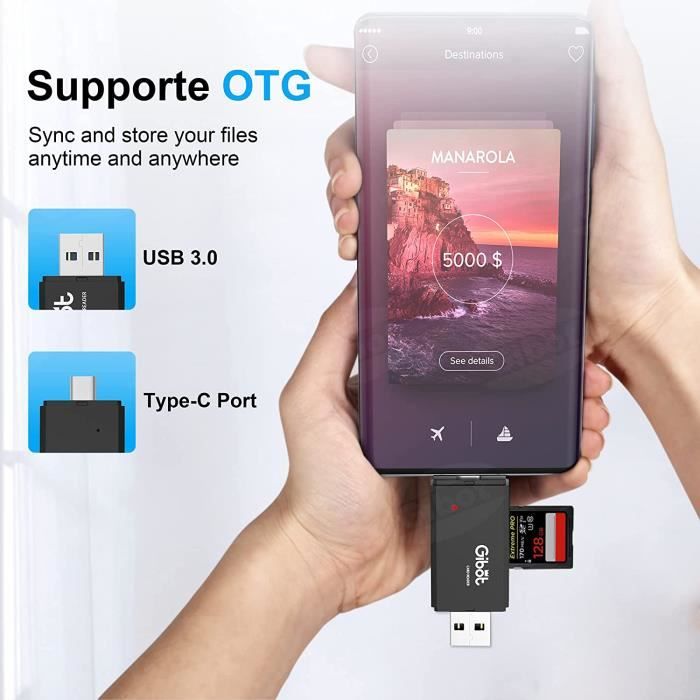 Lecteur de Carte SD, uni Adaptateur Carte SD USB 3.0 vers Micro SD, Haute  Vitesse Compagnon de caméra Compact pour SD Micro SD TF SDHC SDXC MMC,  Compatible avec Windows, Chromebook, Linux