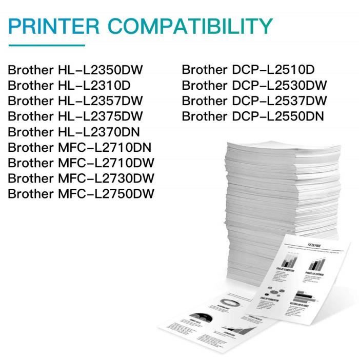 Cartouche d'encre Jumao 5 toners compatibles pour brother dcp-l2530dw  l2537dw l2550dn, type noir