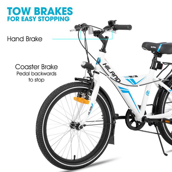 HILAND 20 pouces Velo d enfant VTT pour enfants garcons filles a partir de 6 7 8 9 10 ans avec Shimano 6 vitesses Blanc