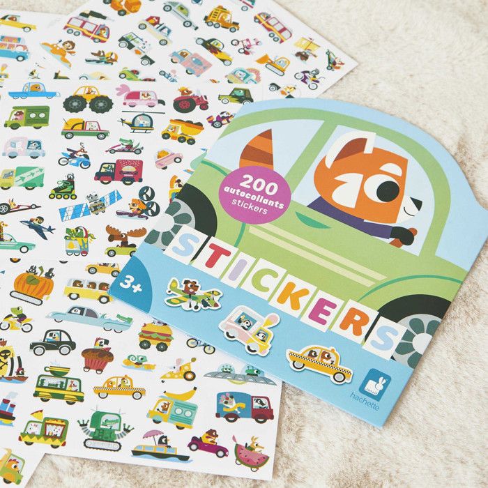Stickers - Pochette 200 Stickers - Thème Véhicules - Dès 3 Ans et