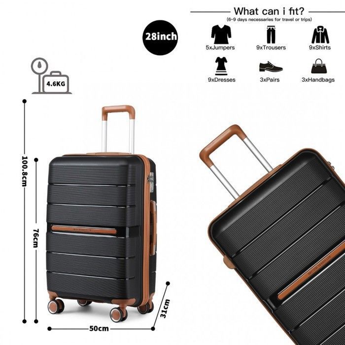 British Traveller Valise Grande Taille 97L Rigide 4 Roulettes Serrure TSA - Violet 76x49.7x30 Cm