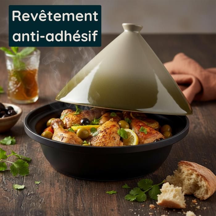 Tajine Alpina 2,5 L Avec Couvercle Céramique - Compatible Induction Et Tout Feux - Parfait Pour Couscous Et Plats Mijotés